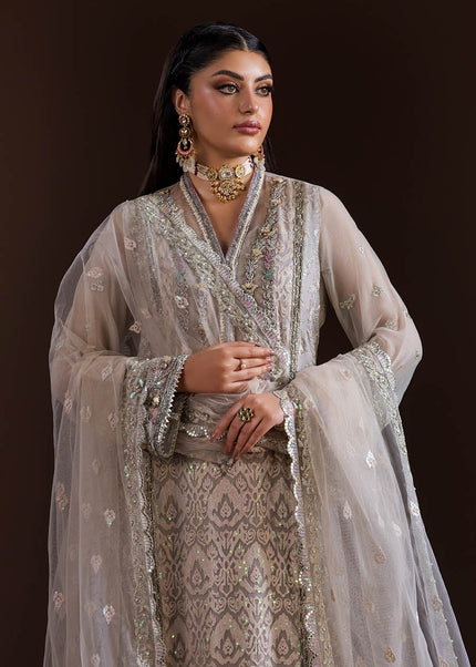 Crinke Chiffon Grey Embroidered P-276