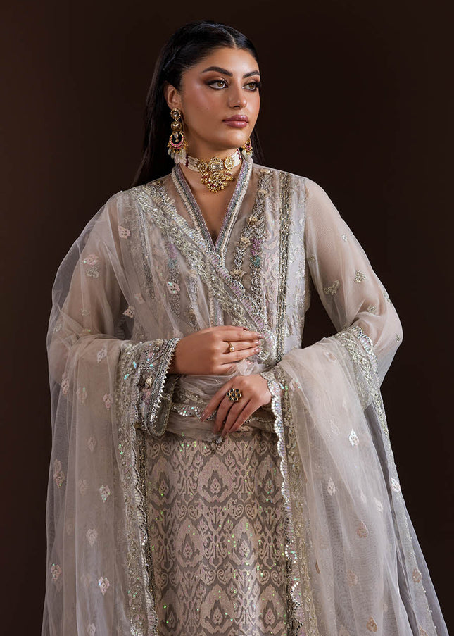 Crinke Chiffon Grey Embroidered P-276