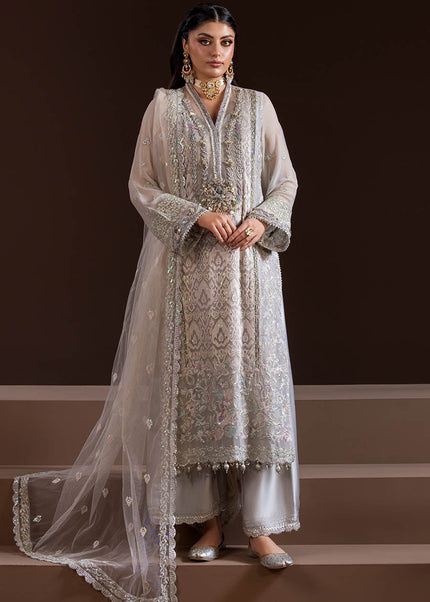 Crinke Chiffon Grey Embroidered P-276