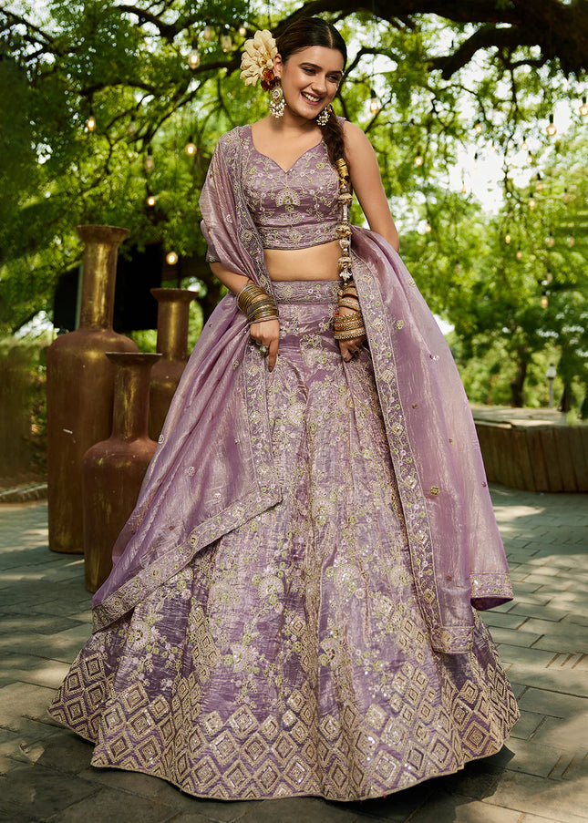 Lavender Embroidered Lehenga Choli