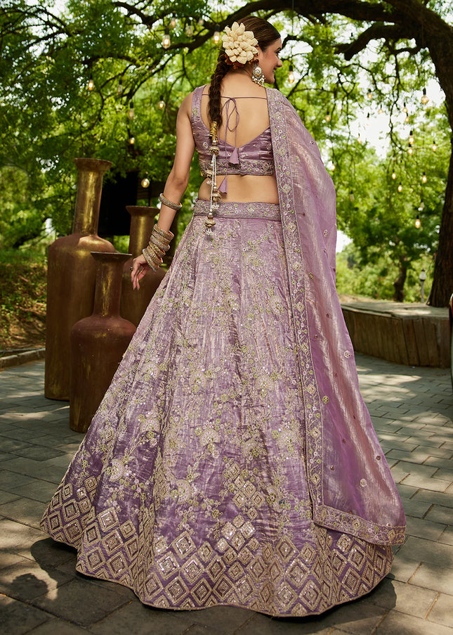 Lavender Embroidered Lehenga Choli