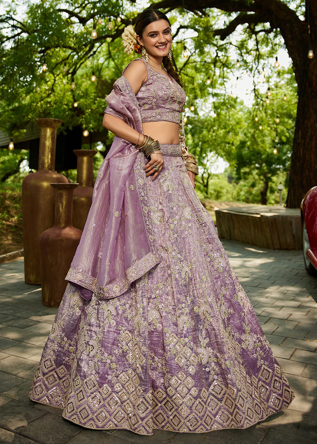 Lavender Embroidered Lehenga Choli