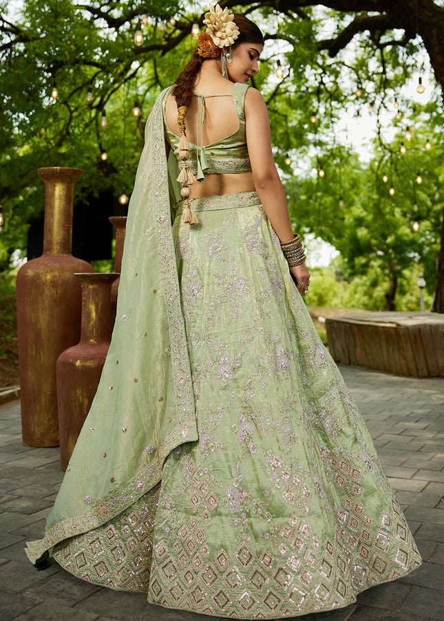 Green Embroidered Lehenga Choli