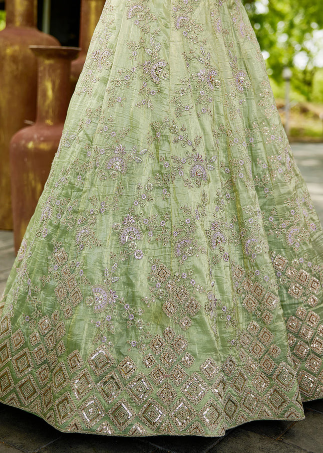 Green Embroidered Lehenga Choli