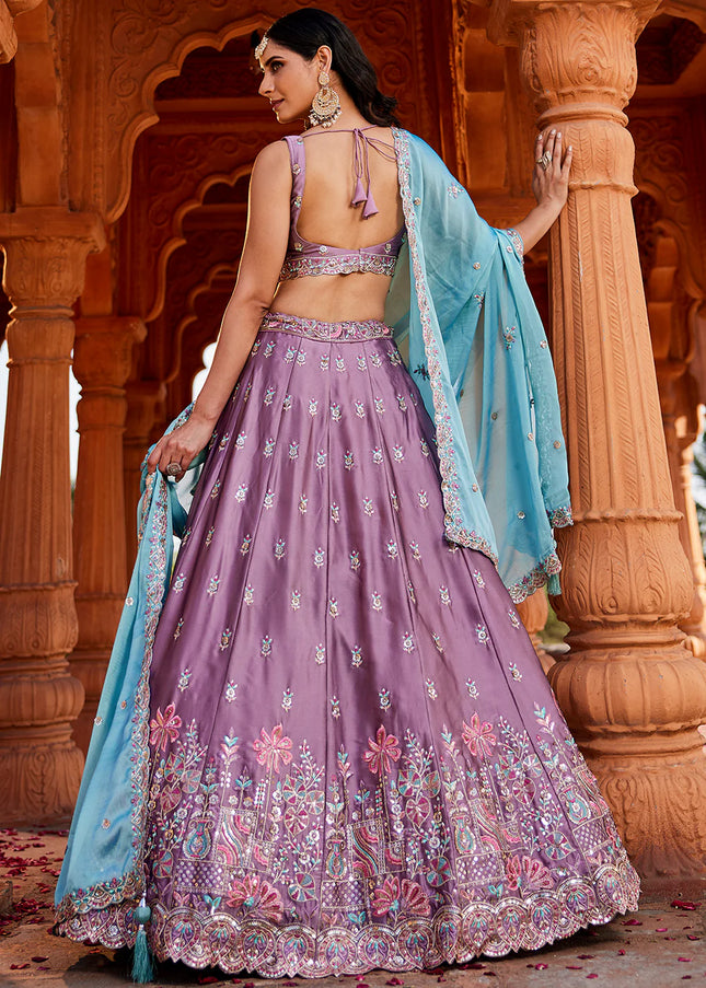 Lavender Embroidered Lehenga Choli