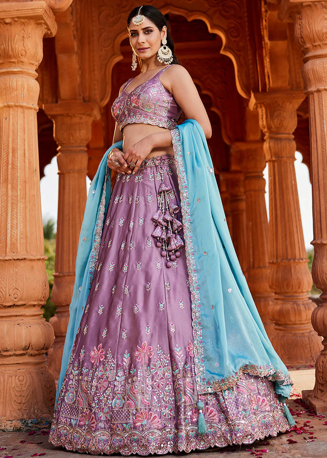Lavender Embroidered Lehenga Choli