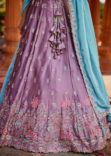 Lavender Embroidered Lehenga Choli