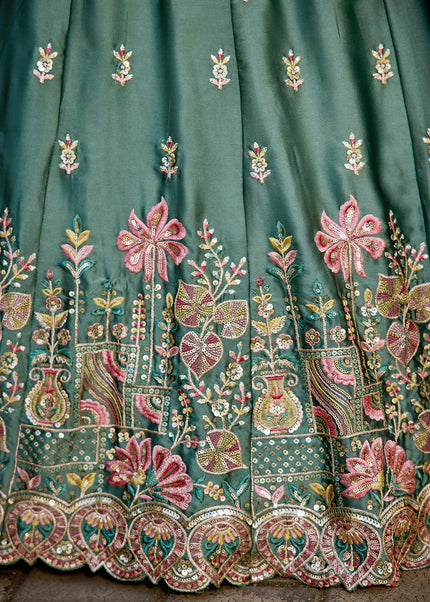 Sea Green Embroidered Lehenga Choli