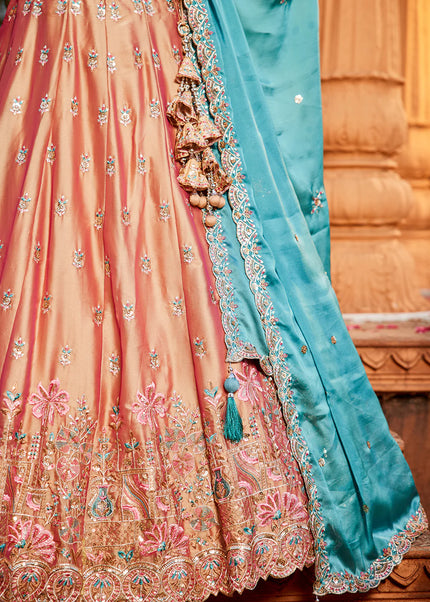 Peach Embroidered Lehenga Choli