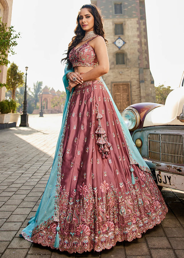 Mauve Embroidered Lehenga Choli