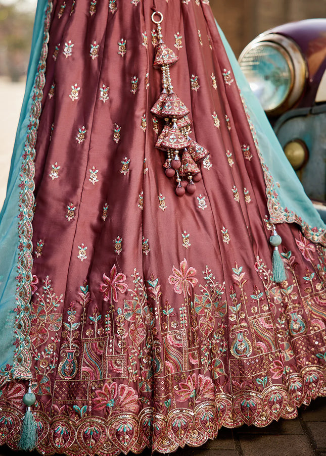 Mauve Embroidered Lehenga Choli