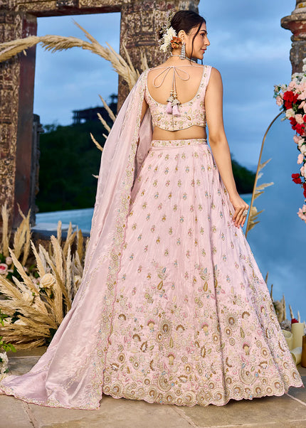 Pink Embroidered Lehenga Choli