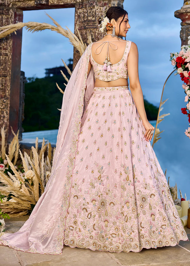 Pink Embroidered Lehenga Choli