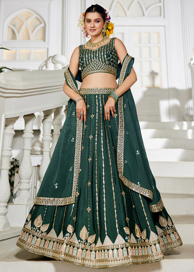 Green Embroidered Lehenga Choli