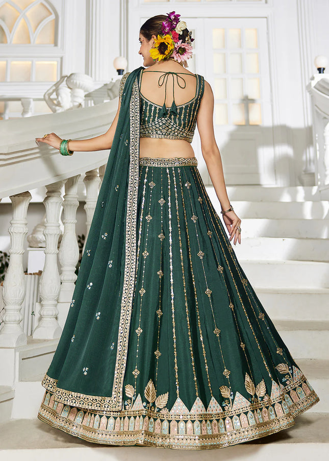 Green Embroidered Lehenga Choli