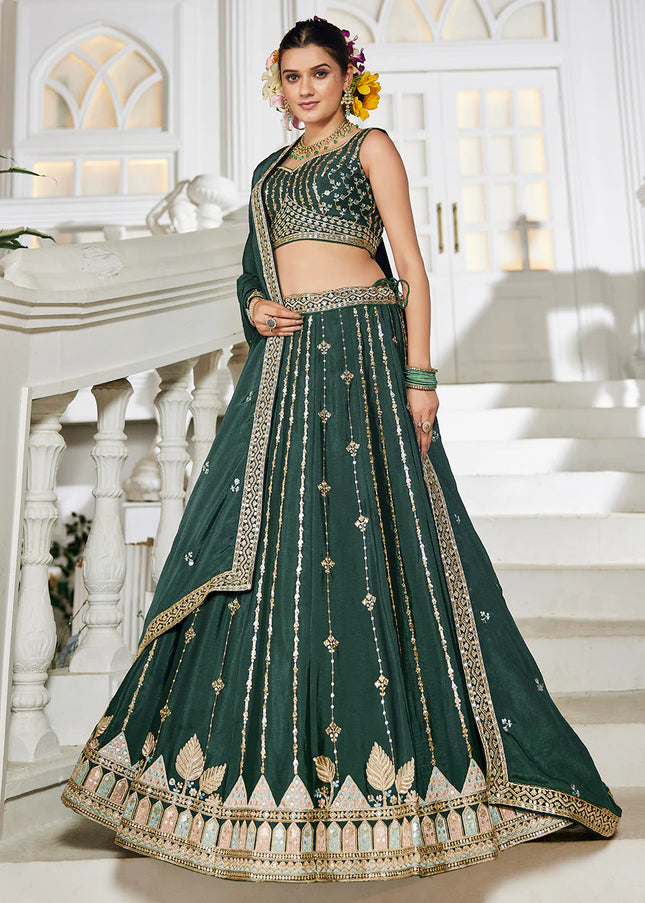 Green Embroidered Lehenga Choli
