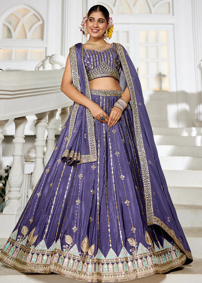 Purple Embroidered Lehenga Choli