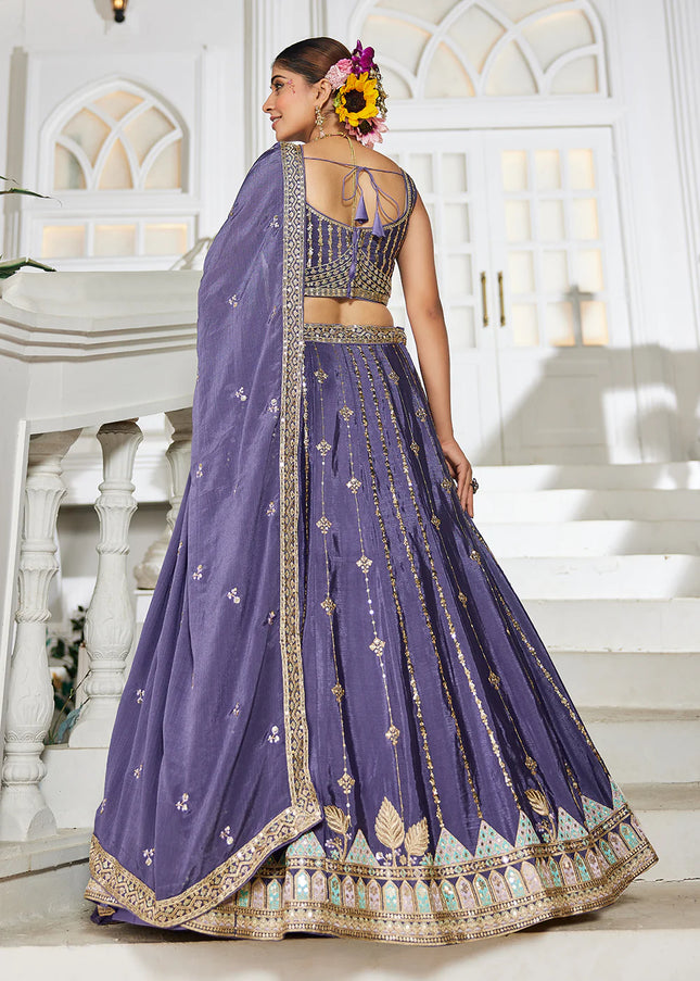 Purple Embroidered Lehenga Choli