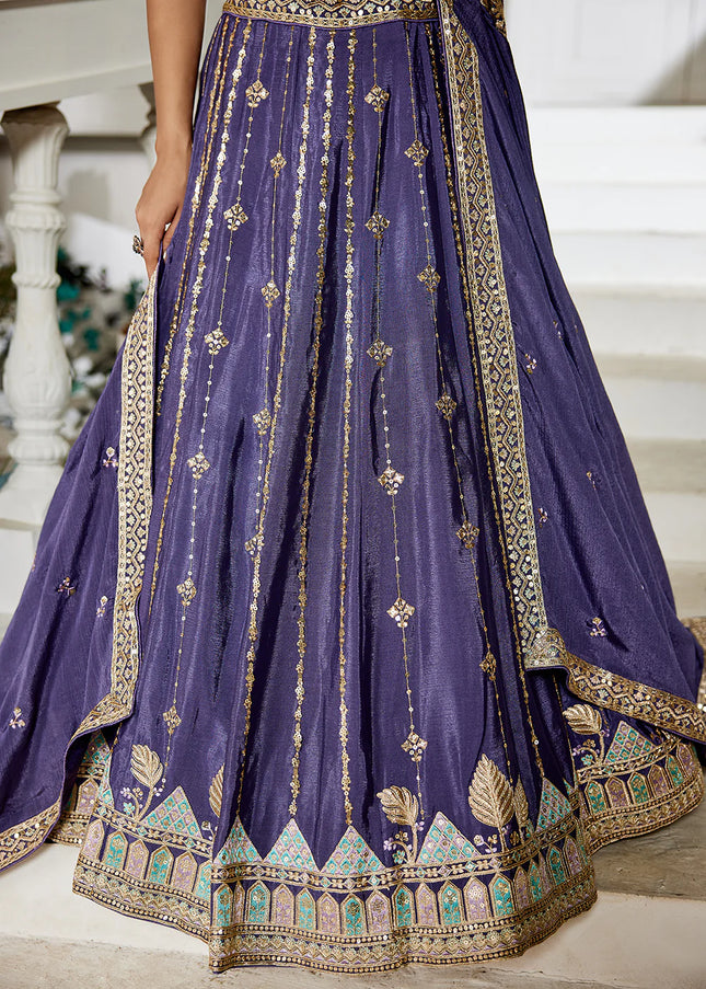 Purple Embroidered Lehenga Choli