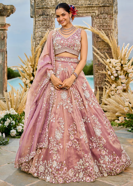 Pink Embroidered Lehenga Choli
