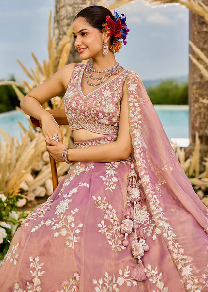 Pink Embroidered Lehenga Choli