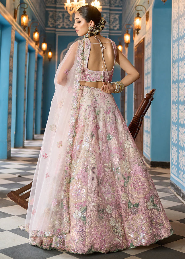 Cream Embroidered Lehenga Choli