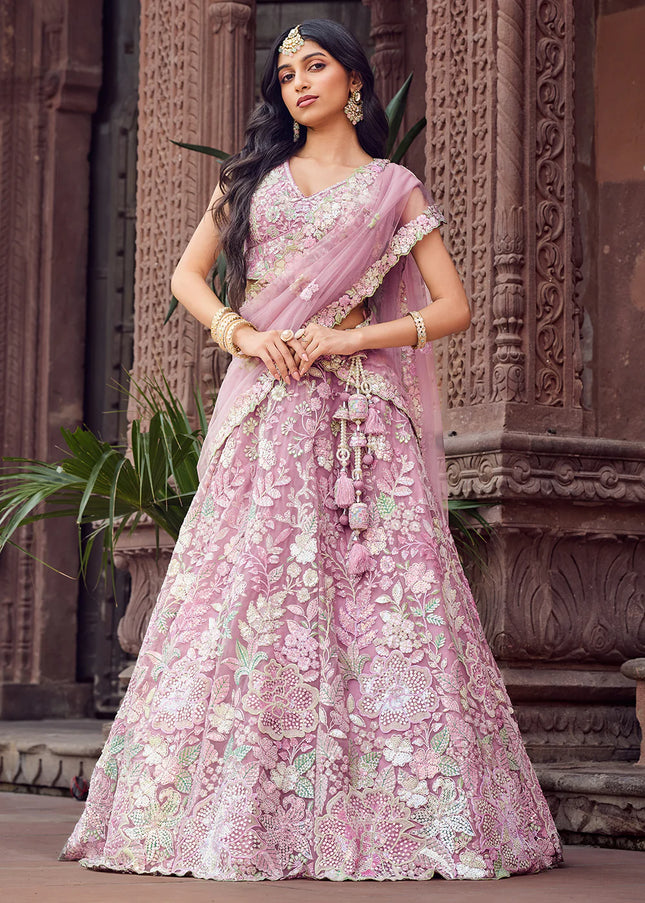 Pink Embroidered Lehenga Choli