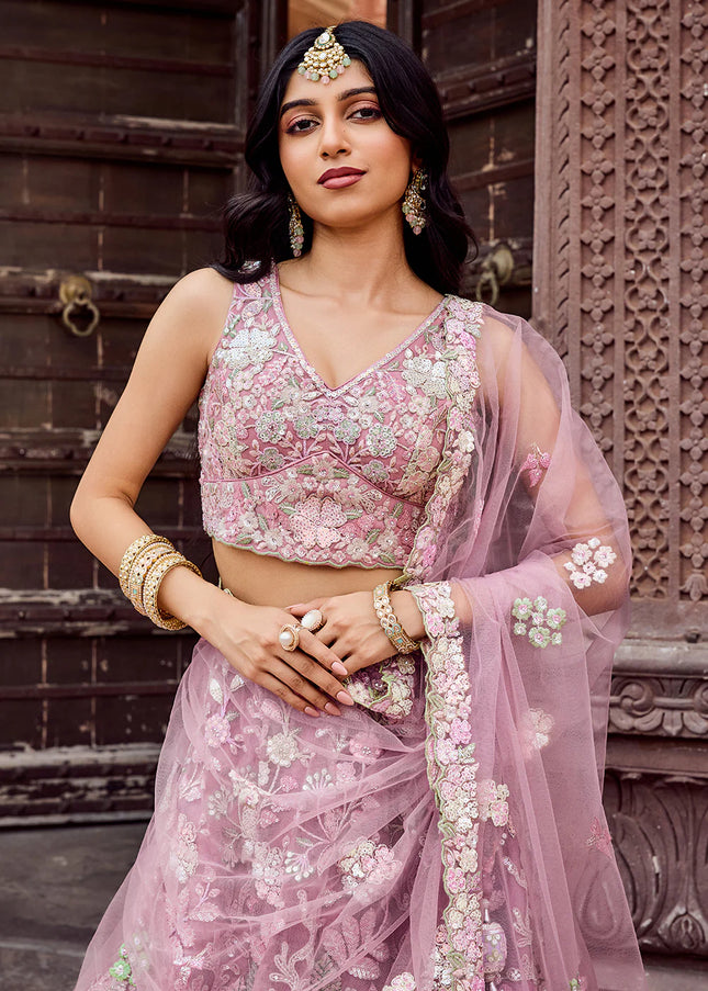 Pink Embroidered Lehenga Choli