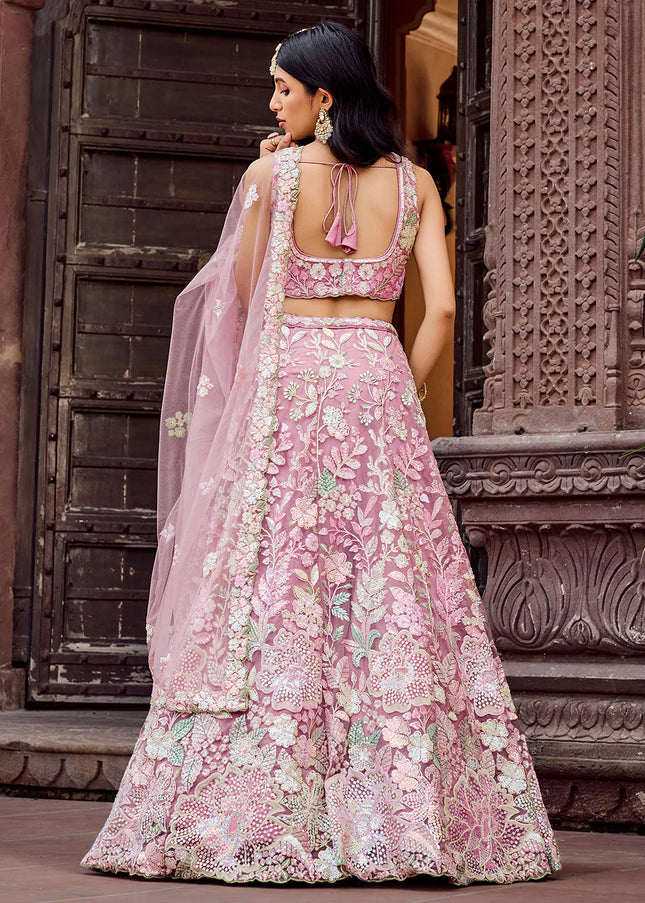 Pink Embroidered Lehenga Choli