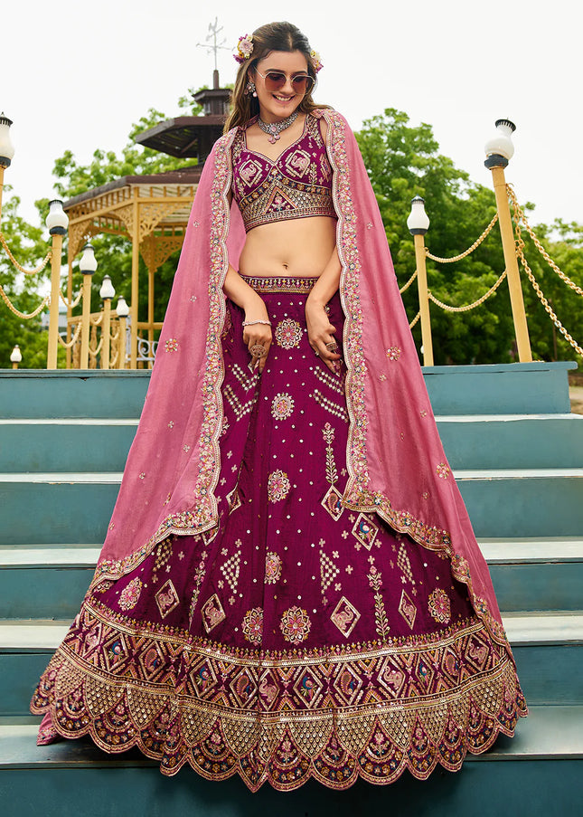 Maroon Embroidered Lehenga Choli