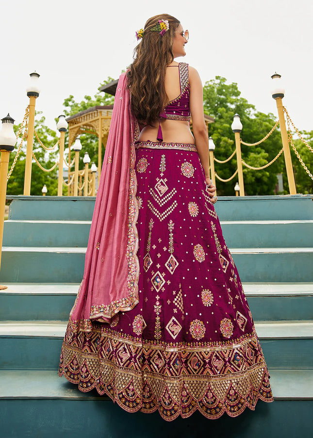 Maroon Embroidered Lehenga Choli
