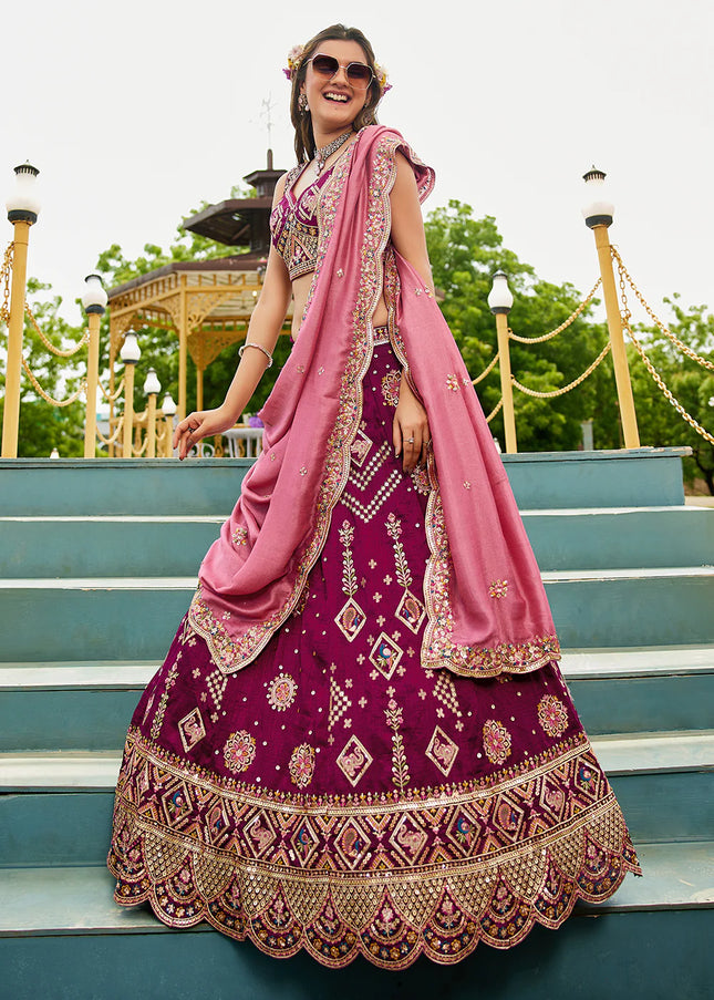 Maroon Embroidered Lehenga Choli