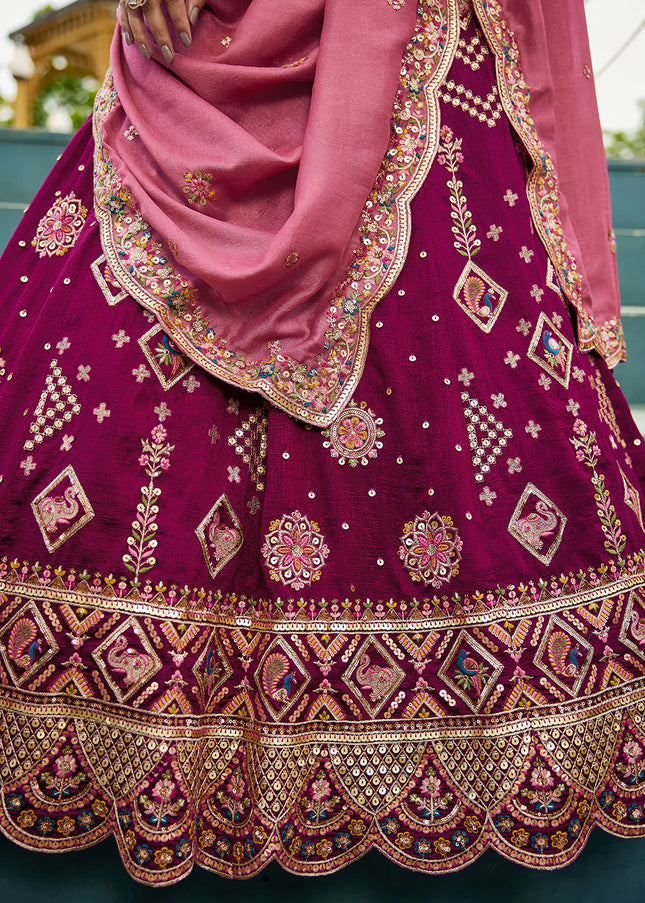 Maroon Embroidered Lehenga Choli