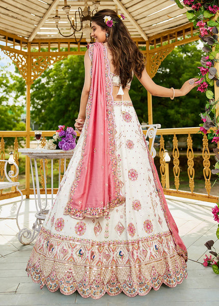 Cream Embroidered Lehenga Choli