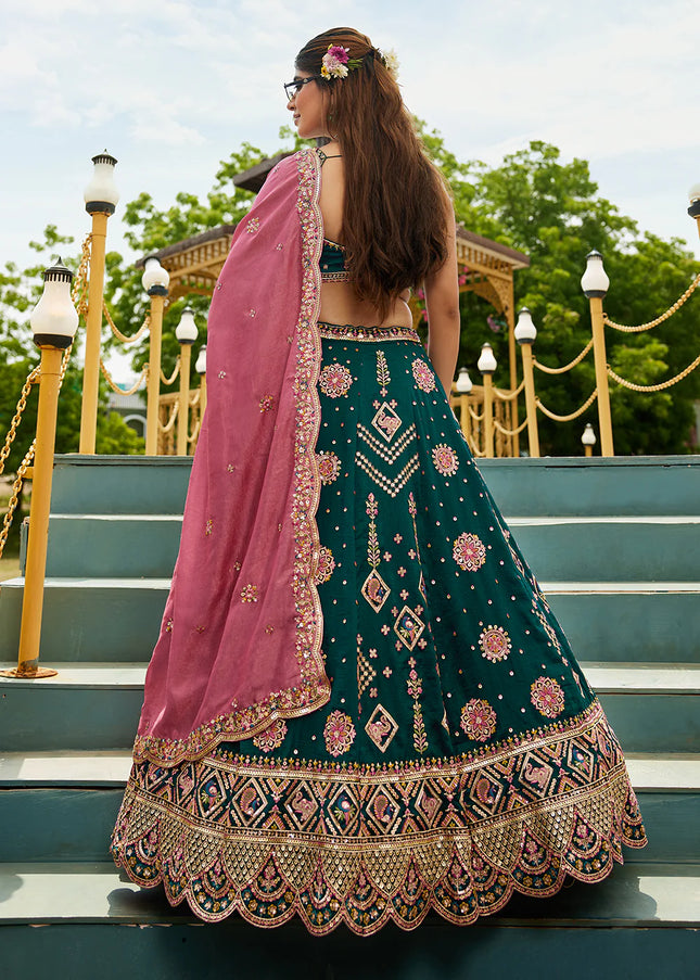 Green Embroidered Lehenga Choli