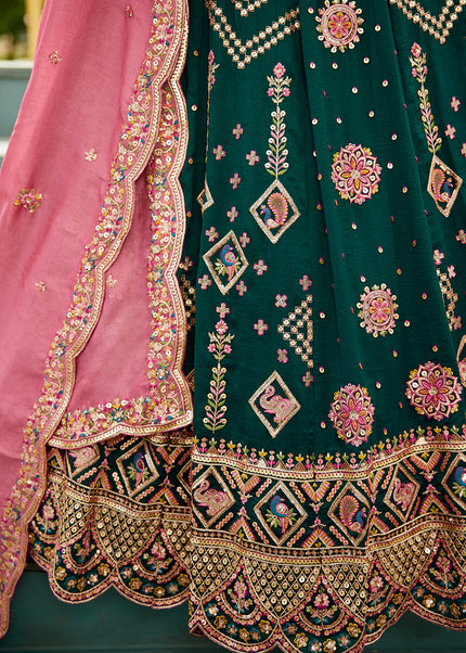 Green Embroidered Lehenga Choli