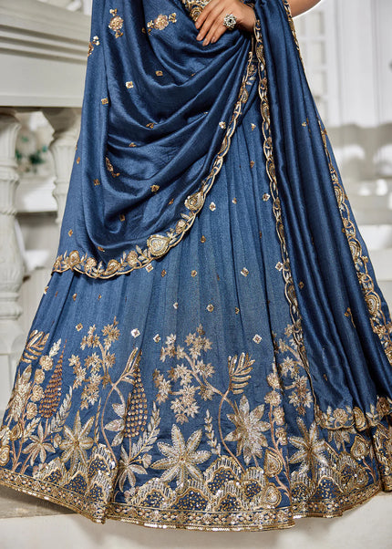 Navy Blue Embroidered Lehenga Choli
