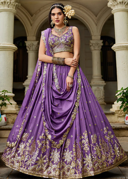 Purple Embroidered Lehenga Choli