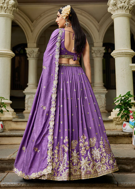 Purple Embroidered Lehenga Choli