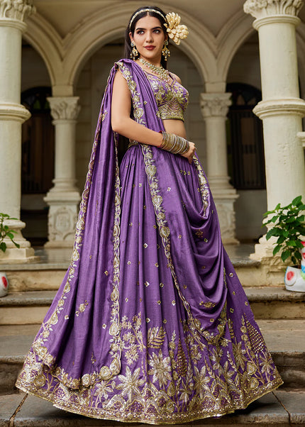 Purple Embroidered Lehenga Choli