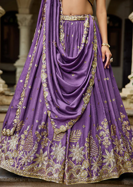 Purple Embroidered Lehenga Choli