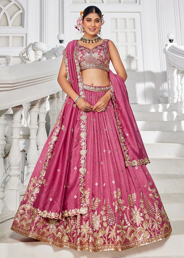 Pink Embroidered Lehenga Choli