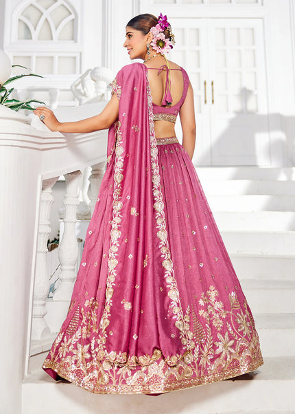 Pink Embroidered Lehenga Choli