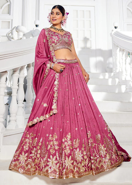 Pink Embroidered Lehenga Choli