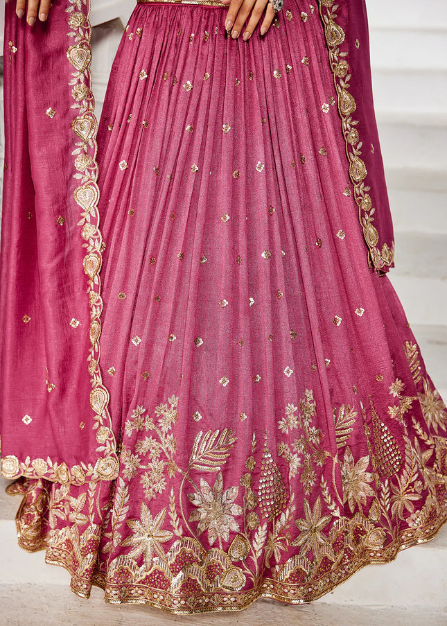 Pink Embroidered Lehenga Choli
