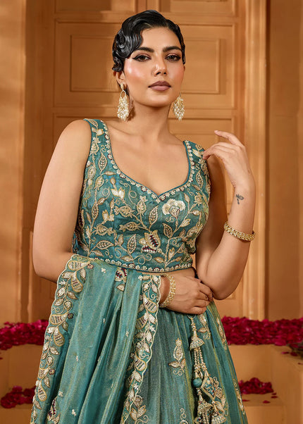 Green Embroidered Lehenga Choli