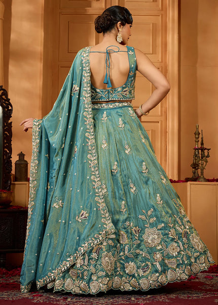 Green Embroidered Lehenga Choli