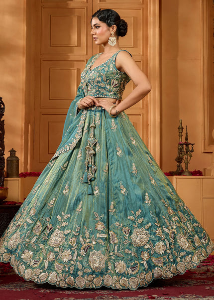Green Embroidered Lehenga Choli