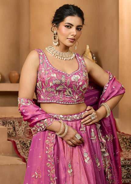 Pink Embroidered Lehenga Choli