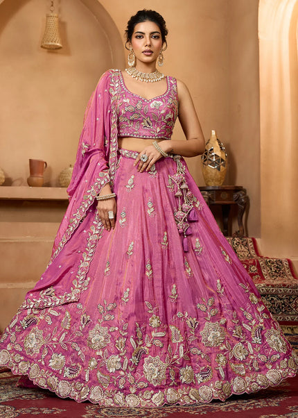 Pink Embroidered Lehenga Choli